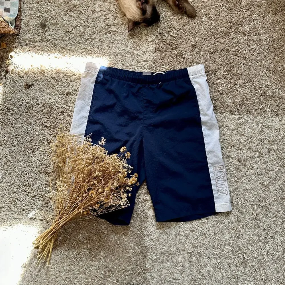 Vintage 90s Navy Nike Trunk Shorts Swim Mens Size M